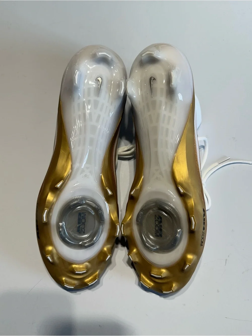 Nike Zoom Air Vapor Pro 1 Football Cleats White Gold FB3298-103 Mens 13